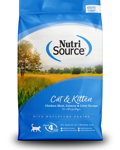 NutriSource Gatos y Gatitos - Receta de harina de pollo, salmón e hígado