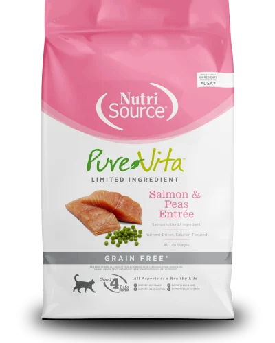 NutriSource Gato – Plato principal de salmón y guisantes sin cereales