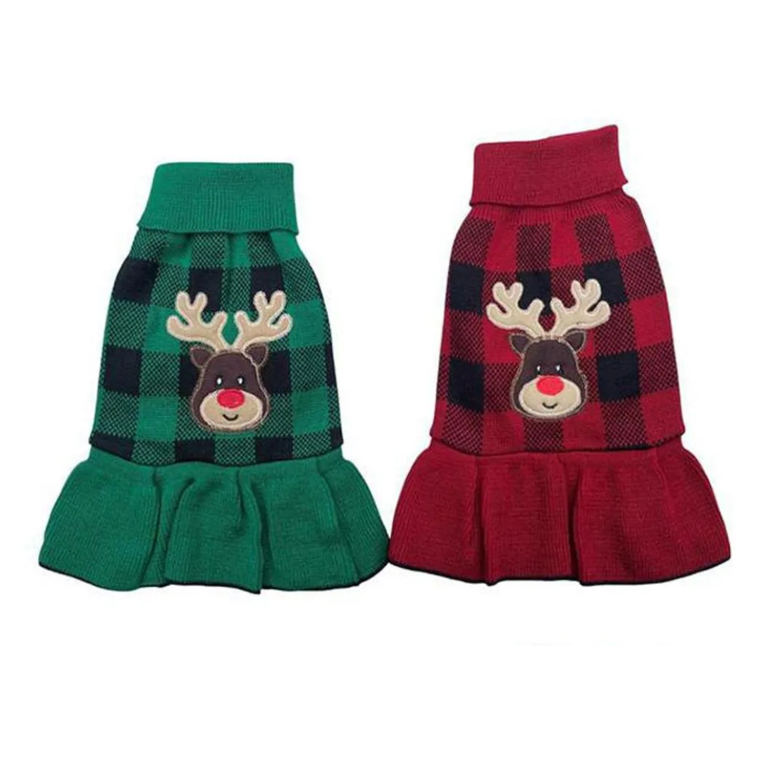 Doggie Stuff - Vestido de Cuadros Navideño