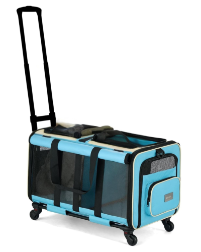 MILADA - Transportadora con ruedas para 2 mascotas pequeñas