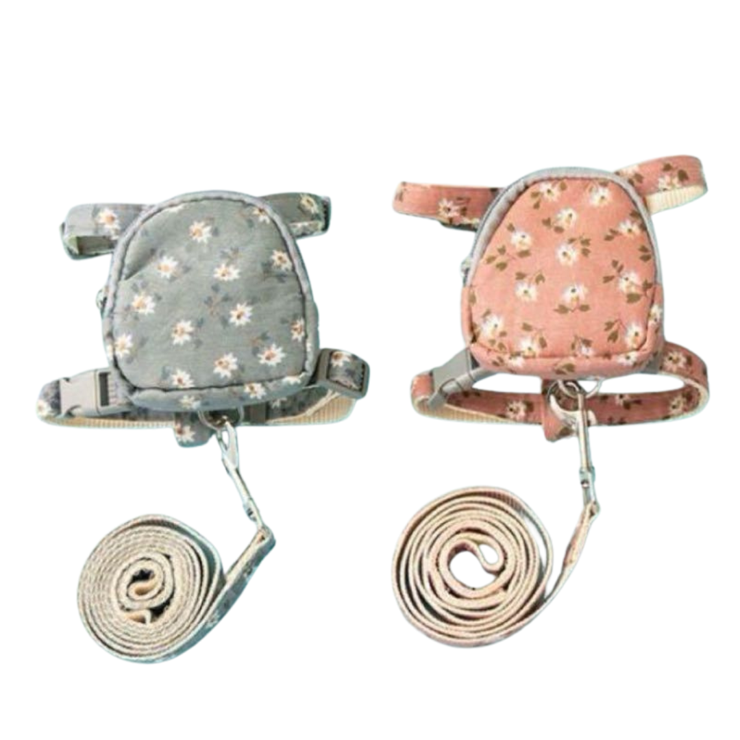 Arnés y Mochila con desiño de Flores