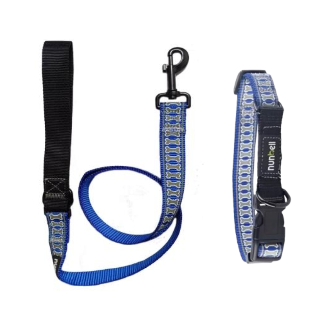 Nunbell - Collar y Correa Con Diseño De Huesitos