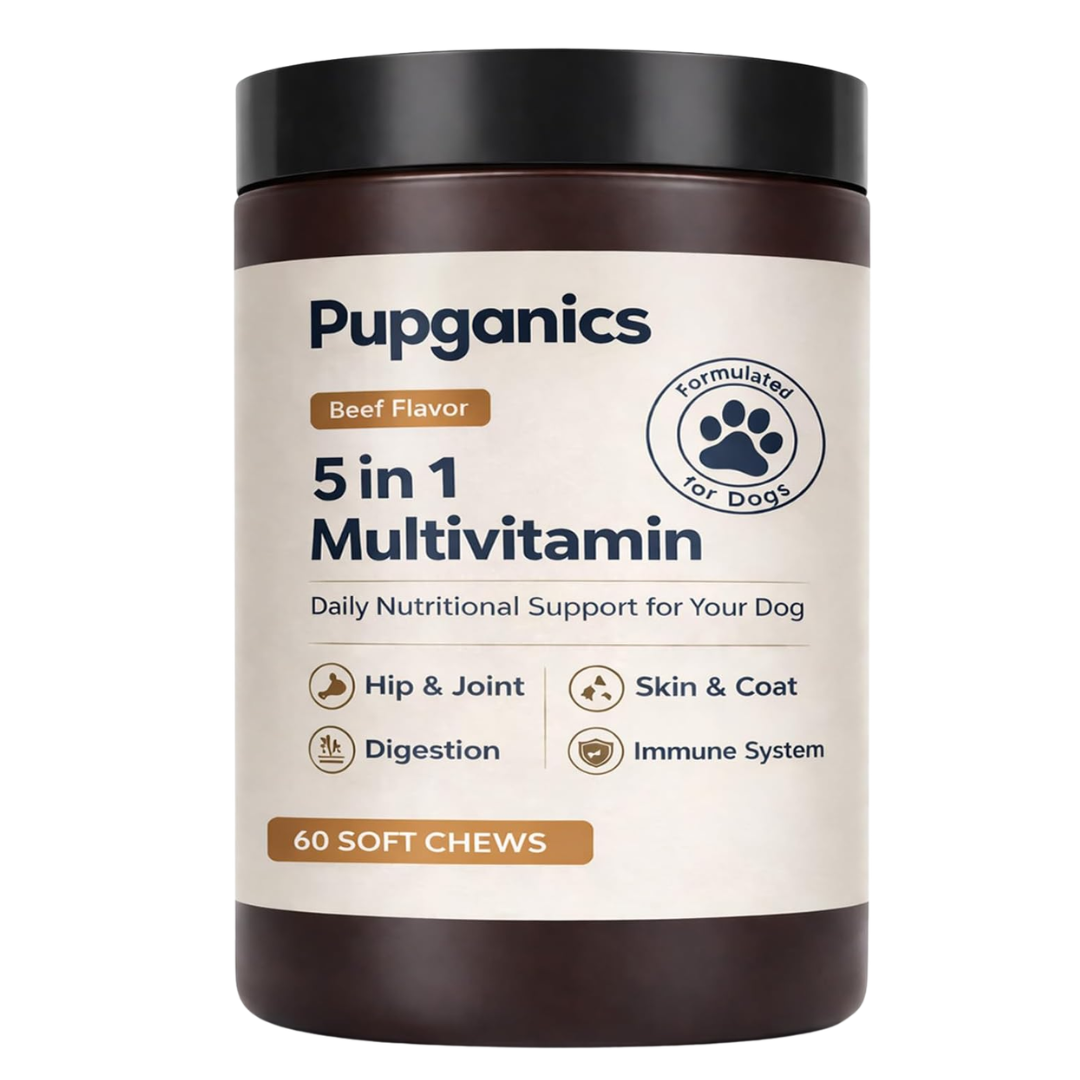 Pupganics - Multivitamínico 5 en 1 masticables suaves para perros